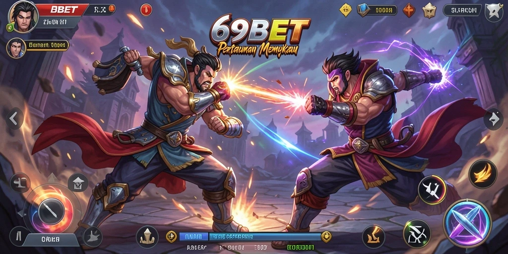 Tampilan gameplay 69BET menunjukkan aksi pertarungan yang intens.