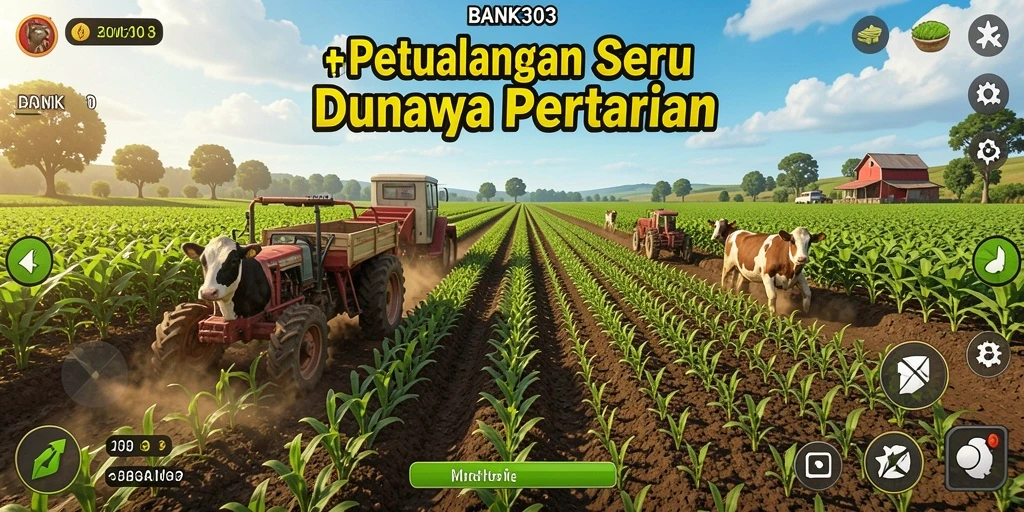 Tampilan gameplay BANK303 yang menakjubkan dan penuh warna dalam dunia pertanian.