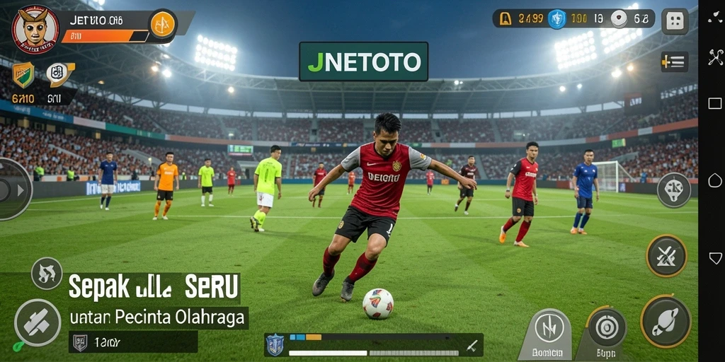 Tampilan gameplay JNETOTO yang menegangkan saat pertandingan sepak bola.