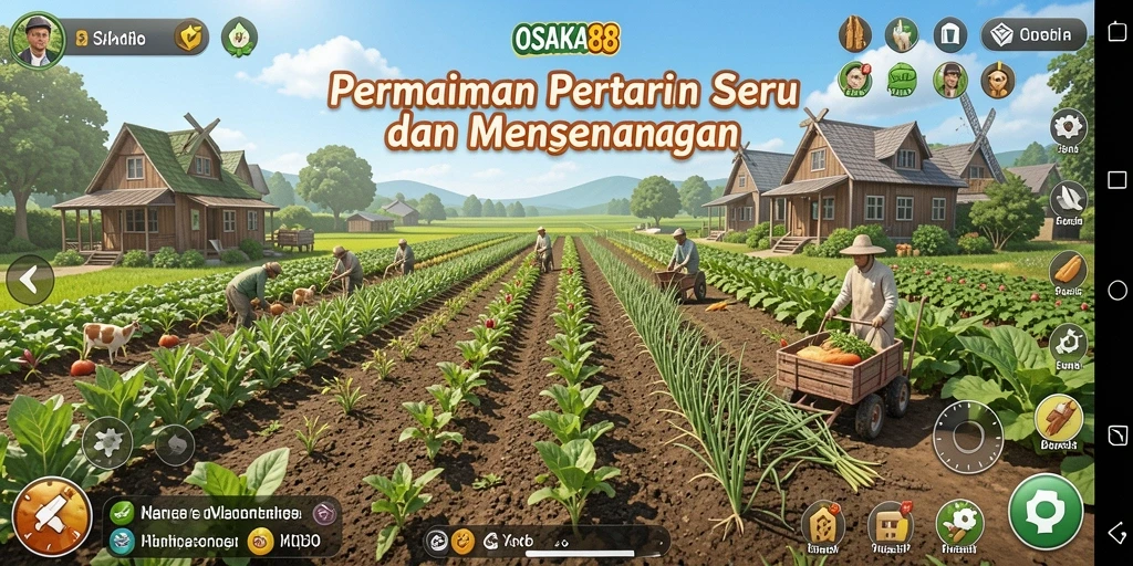 Screenshot OSAKA88 memperlihatkan gameplay pertanian yang menarik dan interaktif.