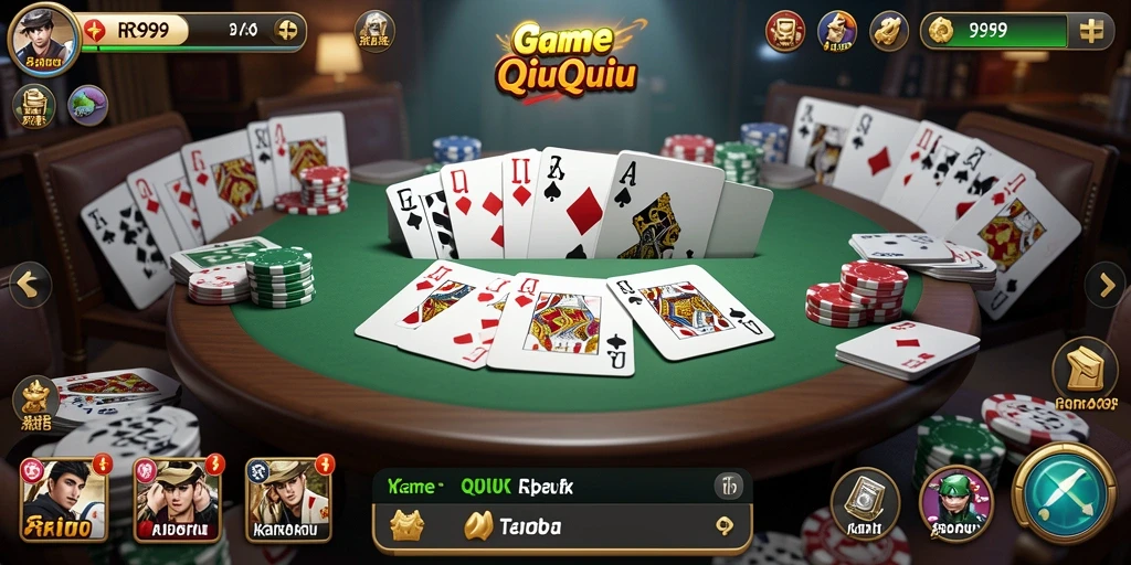 Tampilan menarik dari gameplay QiuQiu di RR999.
