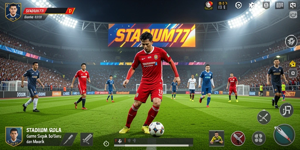 Screenshot gameplay STADIUM77 menunjukkan aksi seru di lapangan.